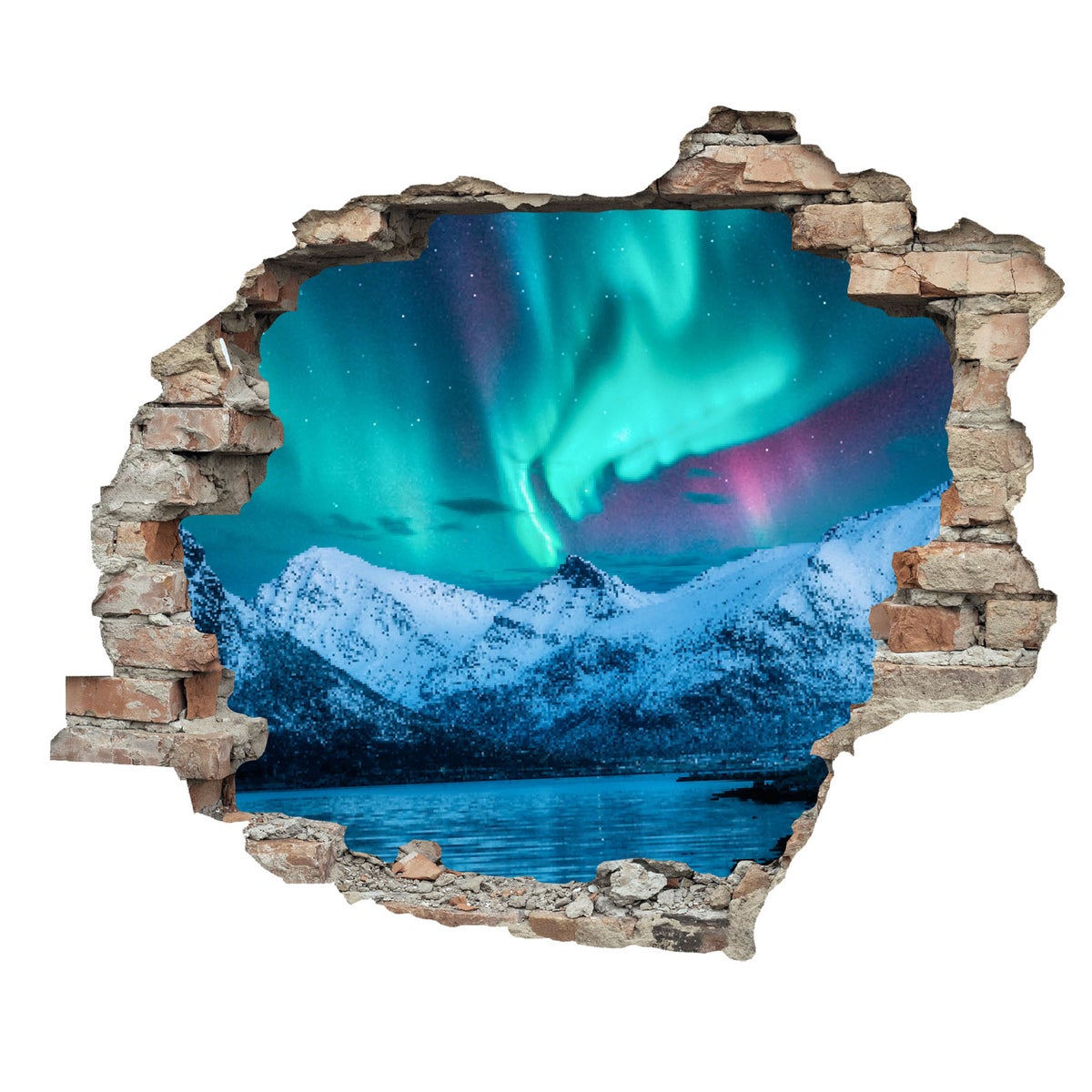 3D muursticker Noorderlicht WS16033_60x50 cm Kerstdecoratie voor aan de muur