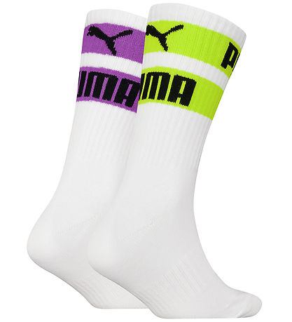 Puma Strømper - 2-pak - White/Lime/Purple