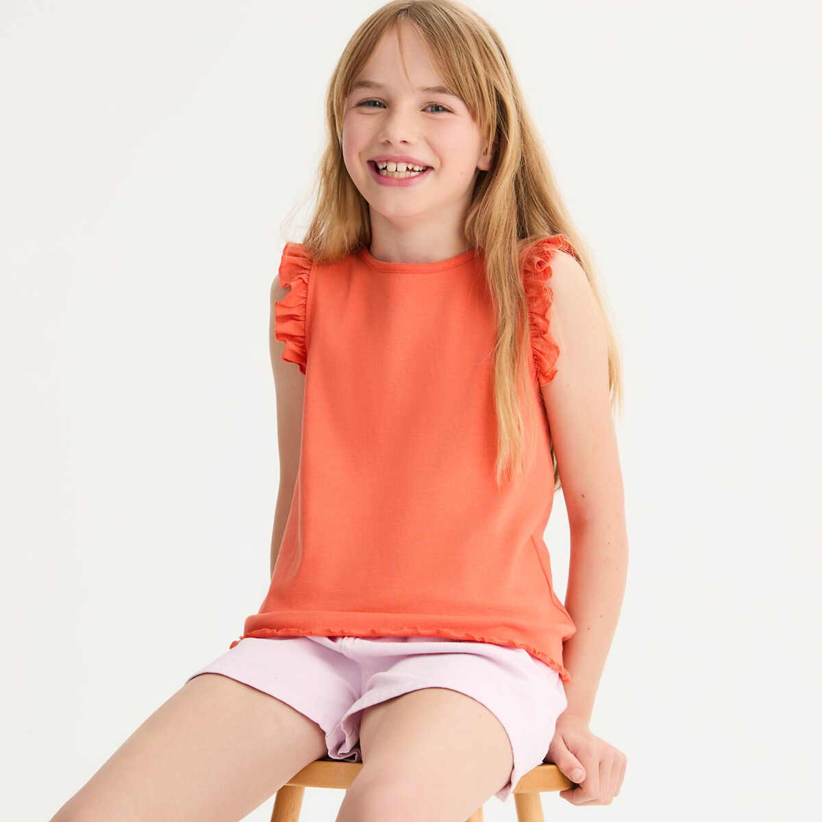 COLEÇÃO LA REDOUTE<br>Camiseta com gola redonda e babados