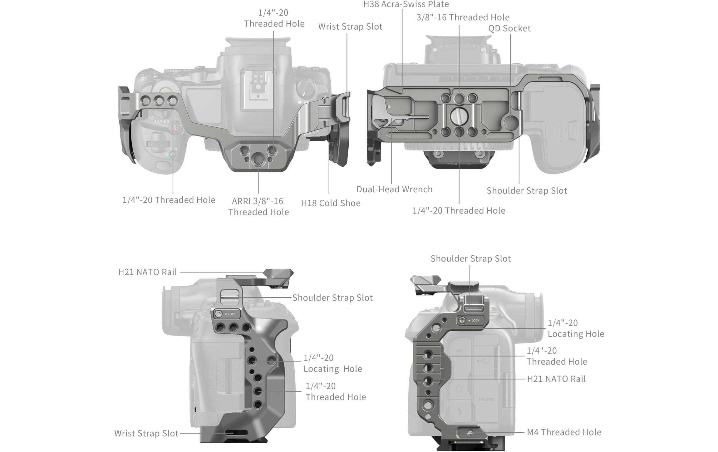 HawkLock Schnellwechselkäfig für Canon EOS R5 Mark IIKamerakäfig für Canon EOS R5 Mark II
