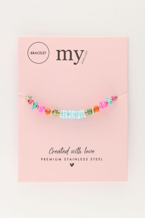 Art blauwe koord armband met kralen