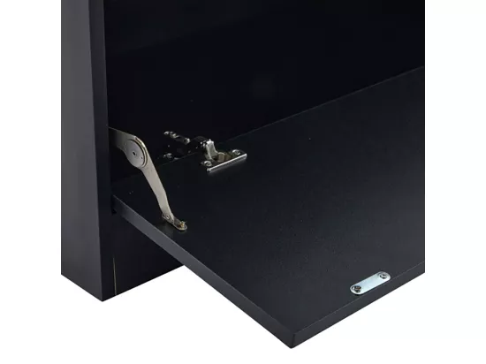 Vitrine avec portes LED moderne avec éclairage 16 couleurs sur pied avec éclairage vitrées et porte abattante noir