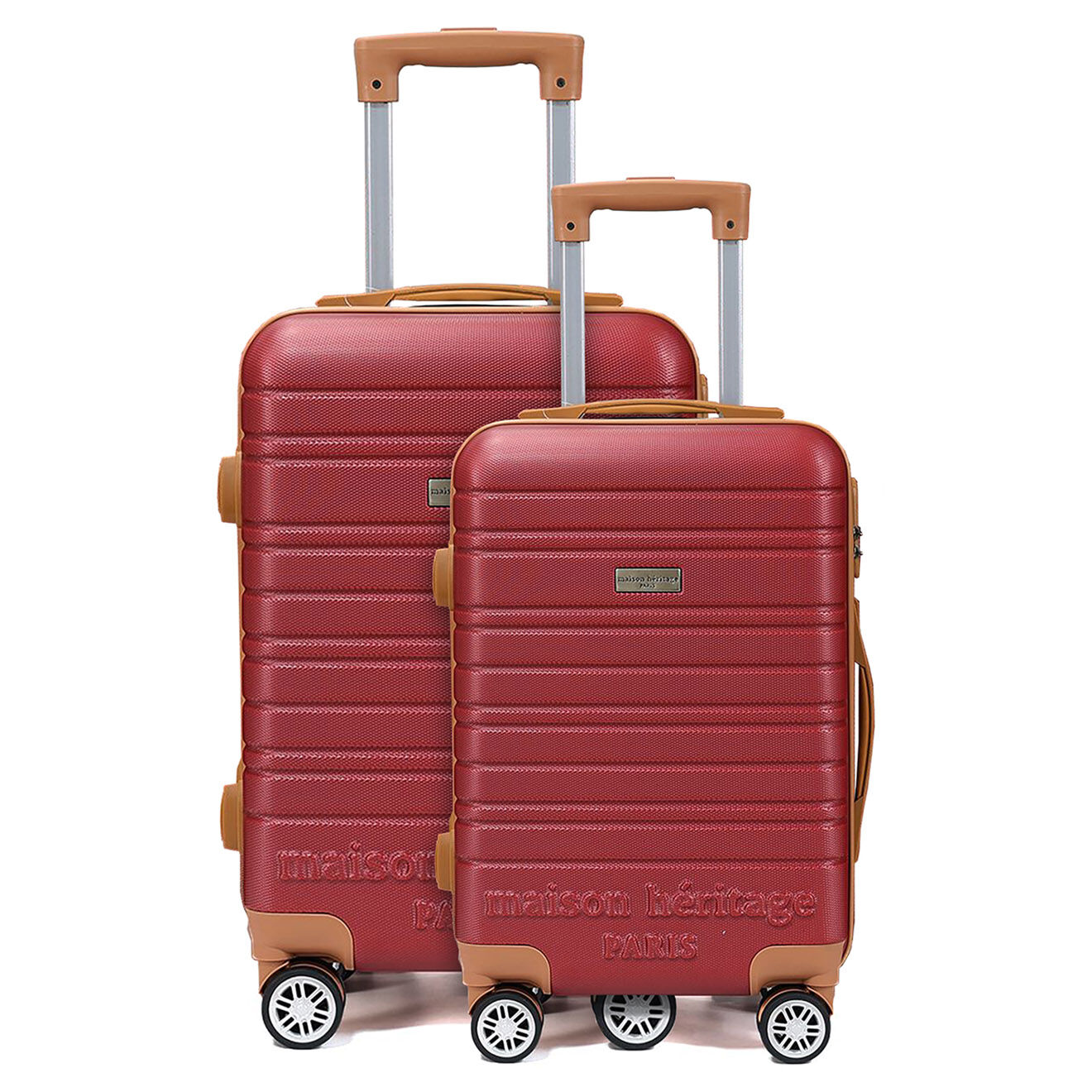 Maison Héritage 2 Valises 4 roues doubles Madeleine 50/60 cm rouge bordeaux