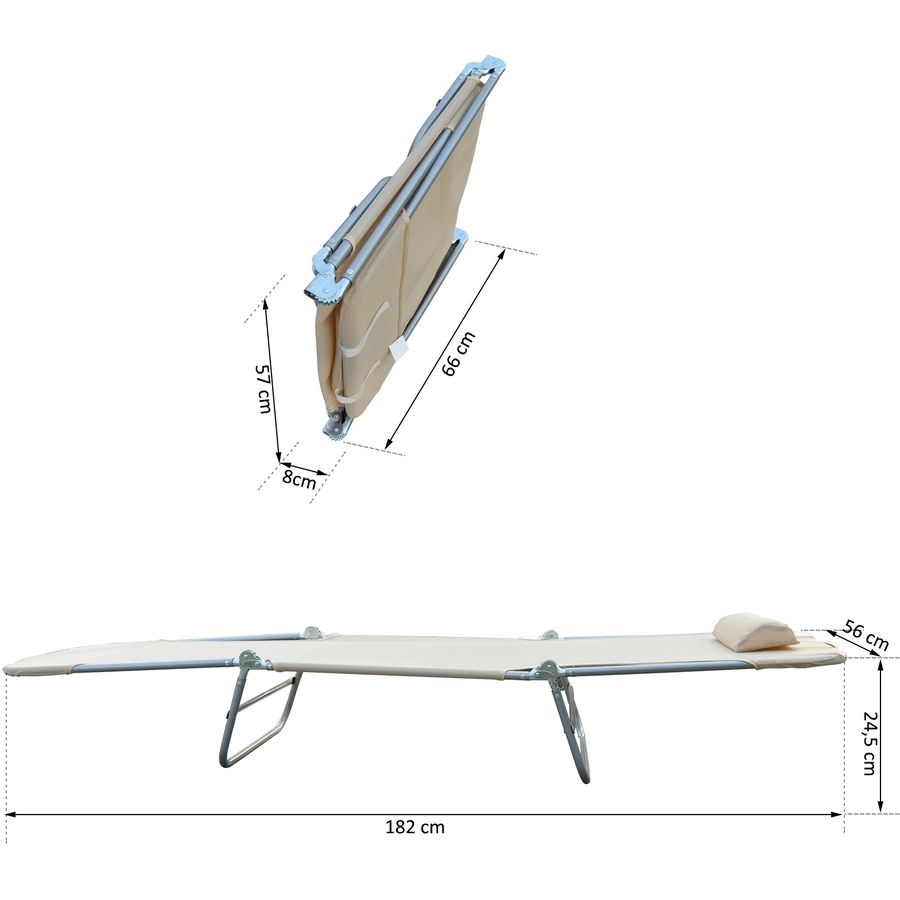 Outsunny Gartenliege klappbar creme