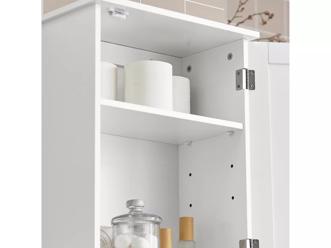 Meuble Haut de Salle de Bain- 1 Porte Placard Commode Armoire Suspendue, BZR19-W