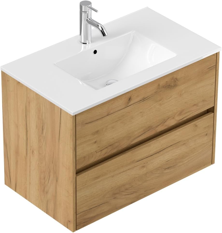 Magnolia Home Badmöbel Taifun & Waschtisch 80cm 2 Greifraum SoftClose Auszüge