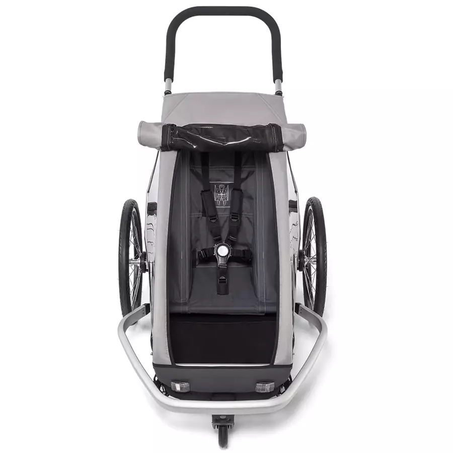 CROOZER Kinderfahrradanhänger Kid Keeke 1 Stone Grey inklusive Fußraumschutzwanne