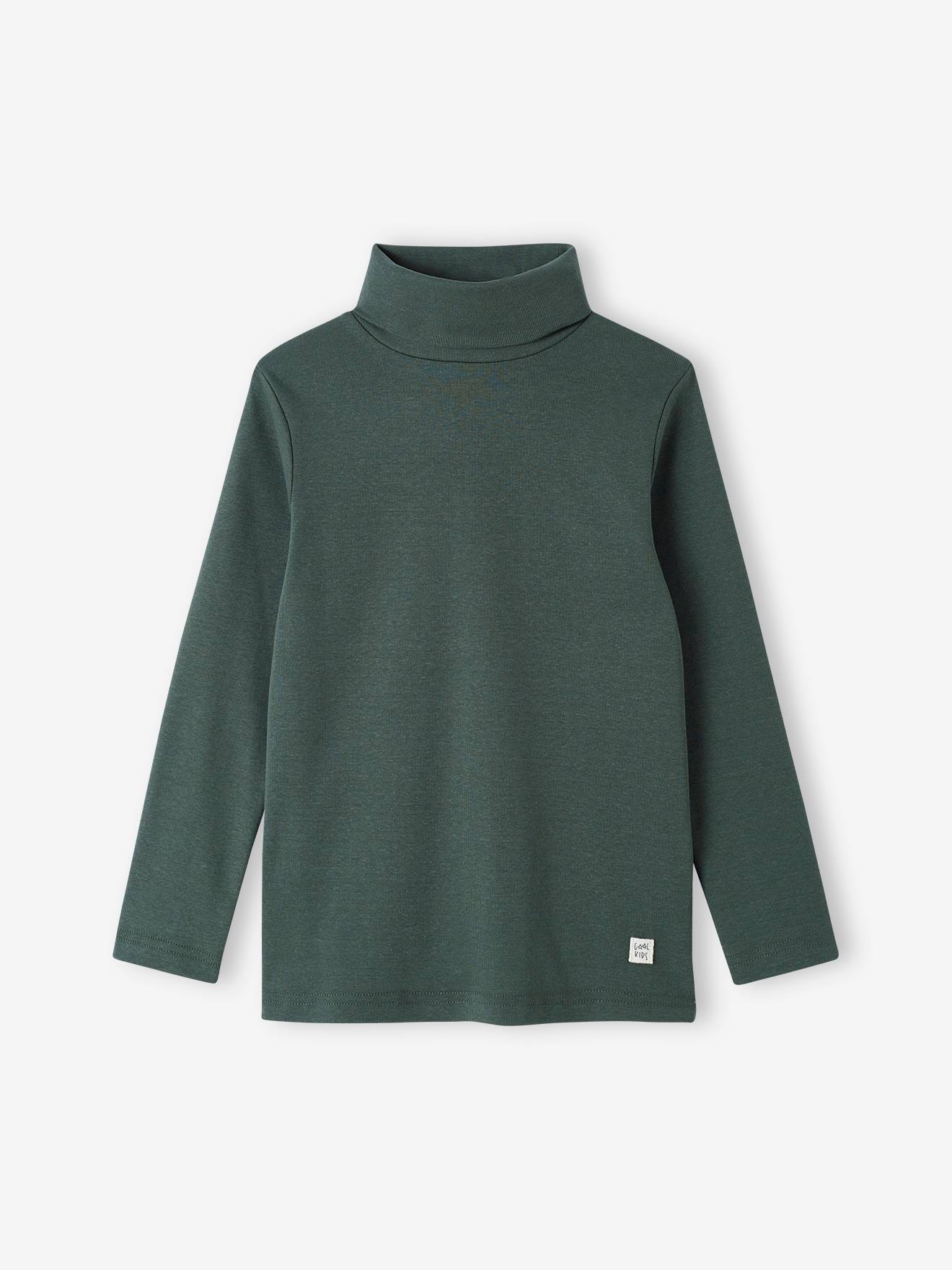 Conjunto de 3 camisetas de gola alta para meninos, verde inglês.
