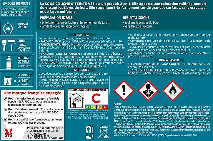 Sous-couche & teinte parquets V33 chêne foncé 0,75L