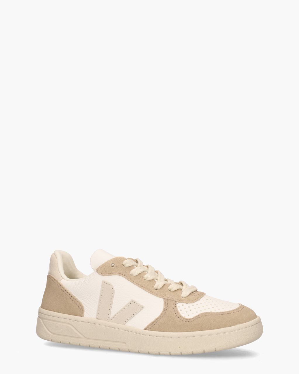 Veja V-10 Chromefree Leather Wit/Bruin/Beige Damessneakers