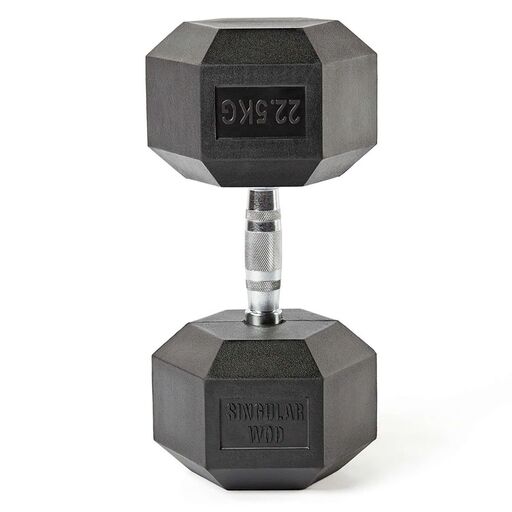 Treino individual com halteres hexagonais de 22,5 kg
