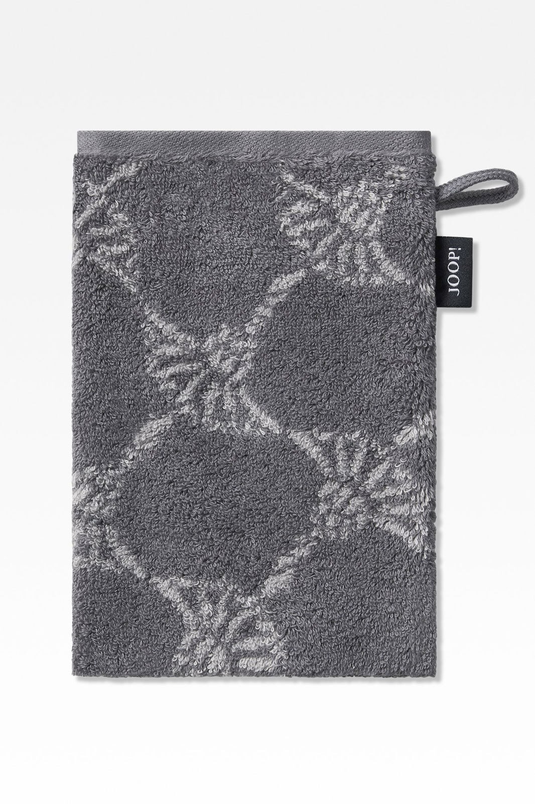 JOOP! Waschhandschuh CORNFLOWER CLASSIC STRIPES 16 x 22 cm grau/schwarz