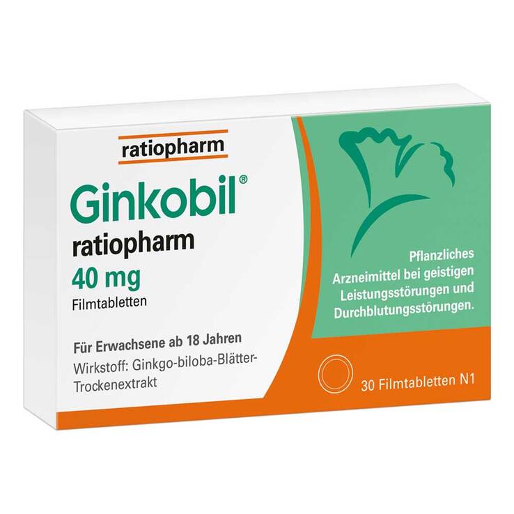 Ginkobil ratiopharm 40mg mit Ginkgo biloba, 30 St