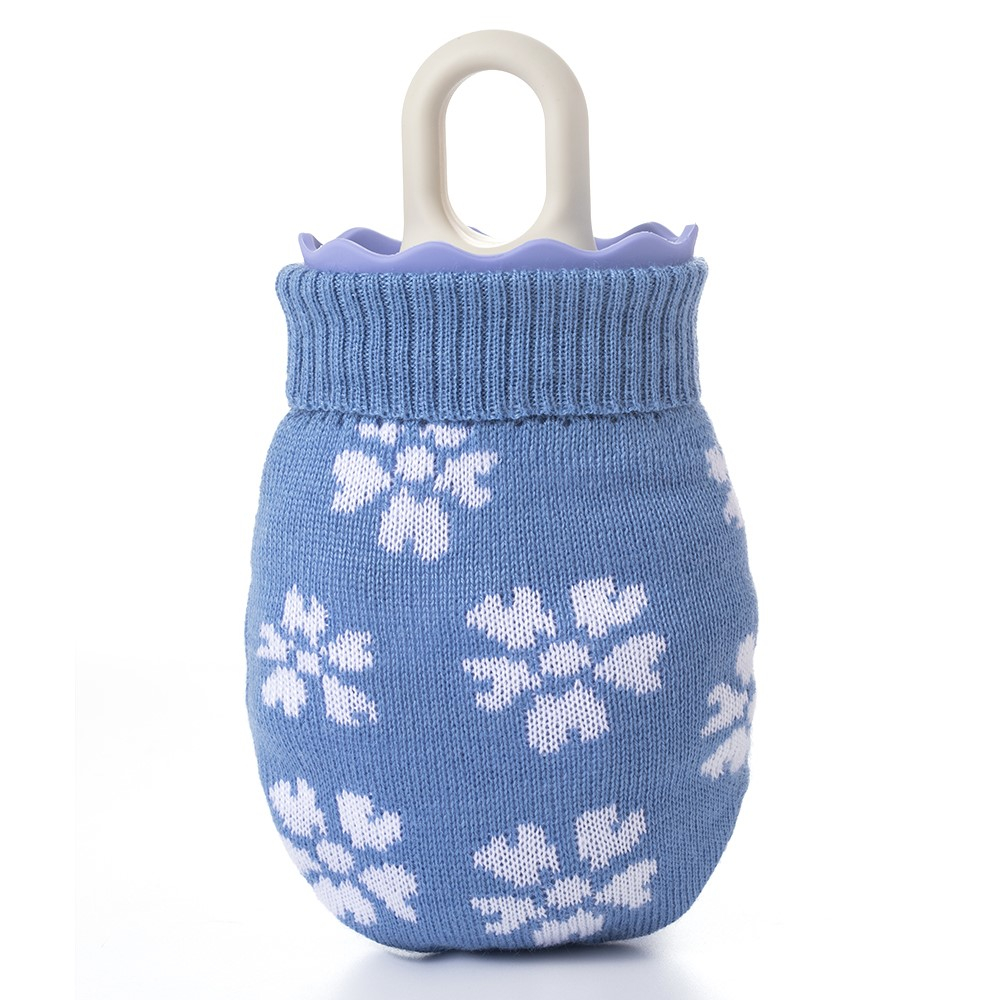 (260ml) 14x10cm Wärmeflasche Handwärmer mit Stoff Bezug - Lila / Blau