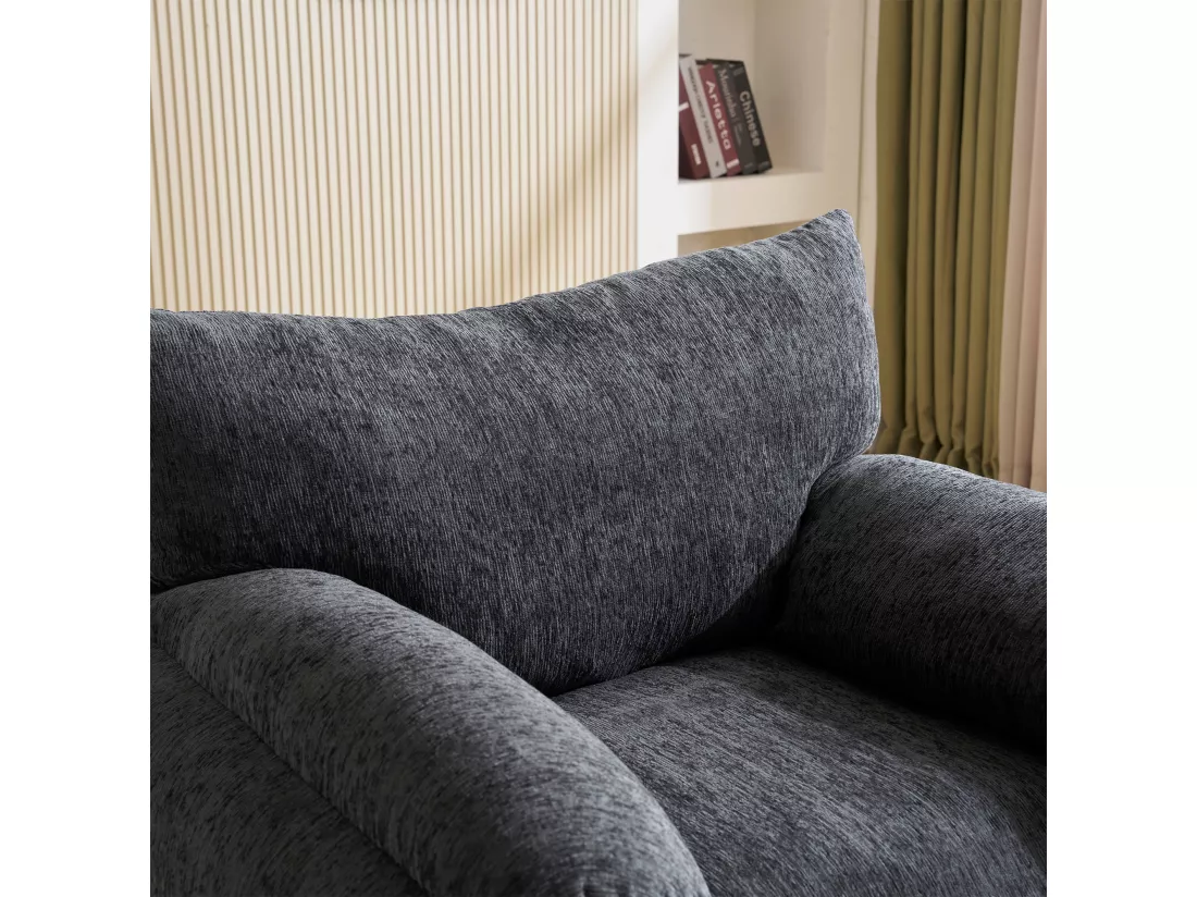 Fauteuil Moderne en Chenille, Canapé Décoratif de Grande Taille, Chaise de Salon et Chambre, Fauteuil Individuel, avec Coussins et Structure en Bois