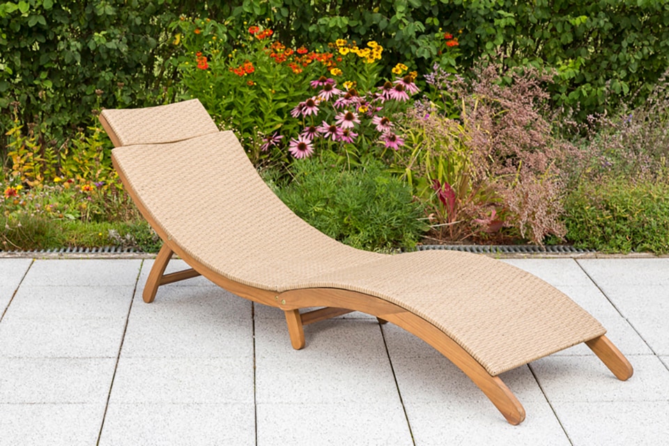 MERXX Gartenliege »Capri« Akazie/Polyrattan, klappbar, natur, inkl. Kissen
