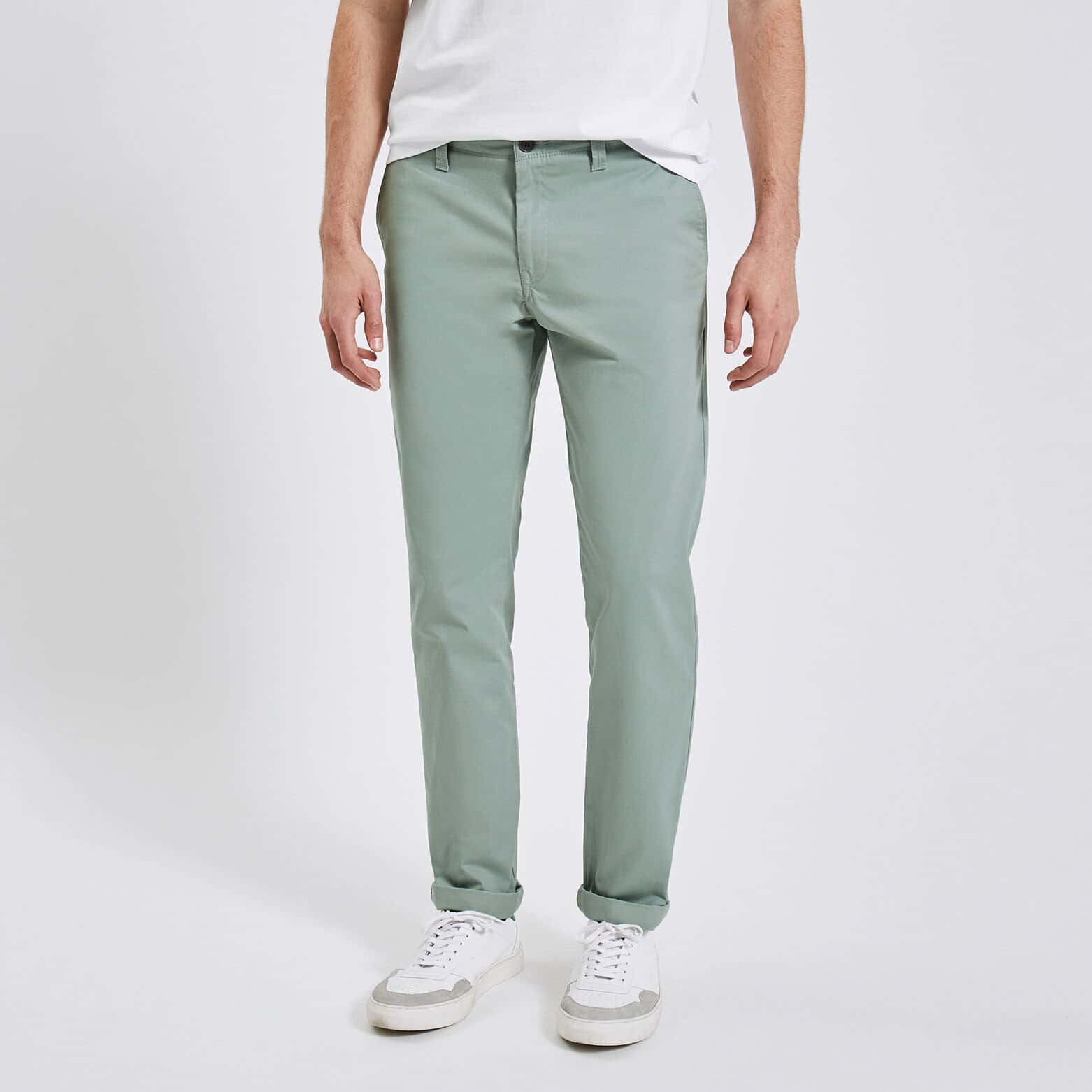 Pantalon chino slim Vert Moyen