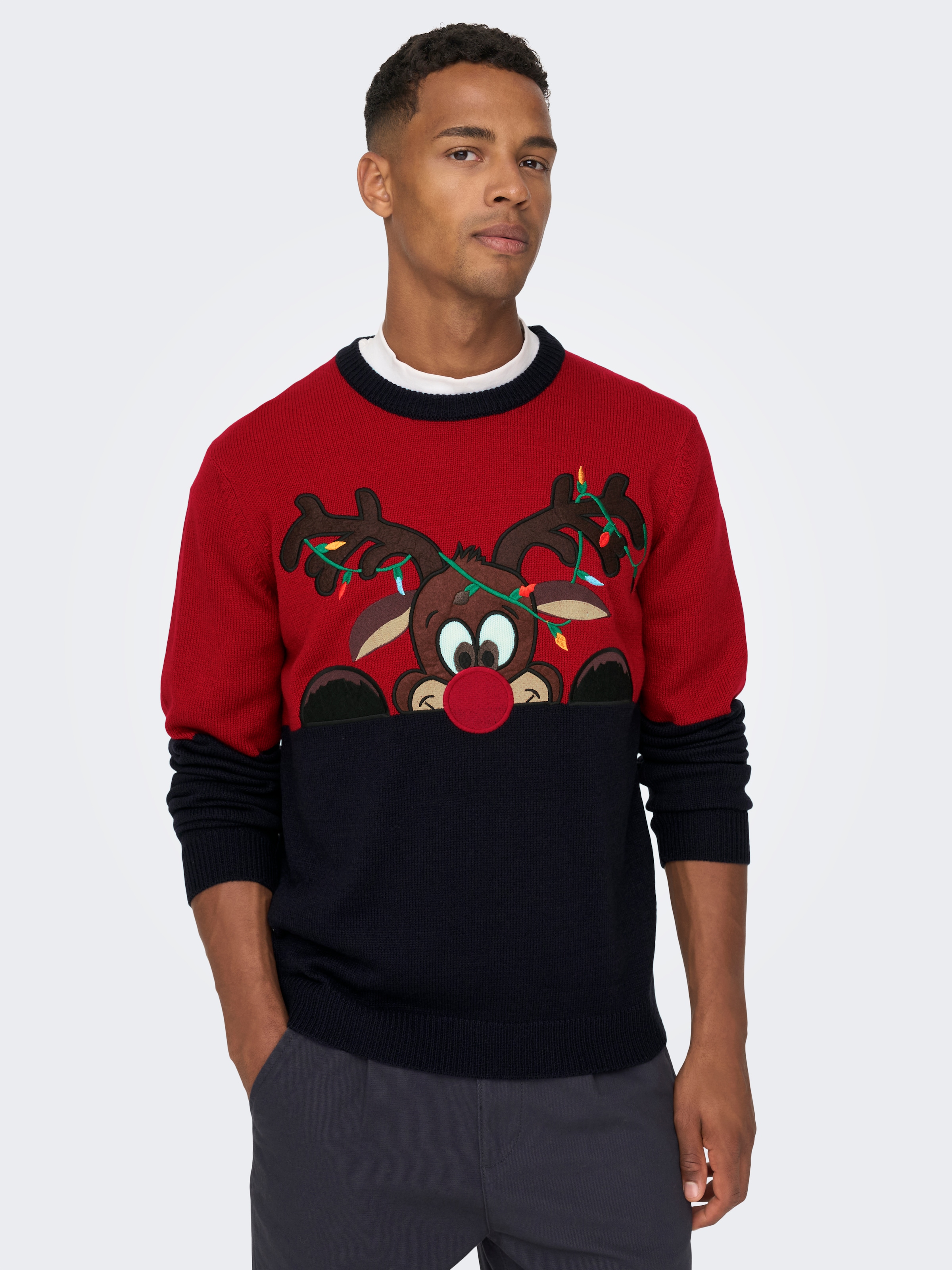 ONLY & SONS Weihnachtspullover , mit Bündchen an Ärmel und Saum