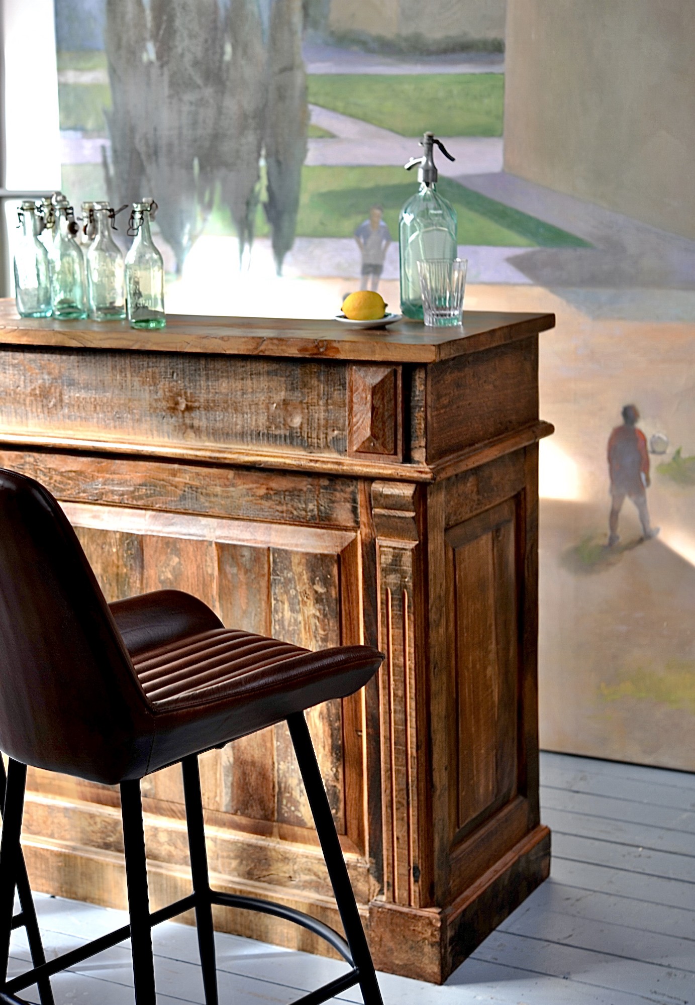 Thekenanrichte 'Boulden', aus recyceltem Holz, B 120 cm, H 109 cm, L 50 cm von fischer's lagerhaus