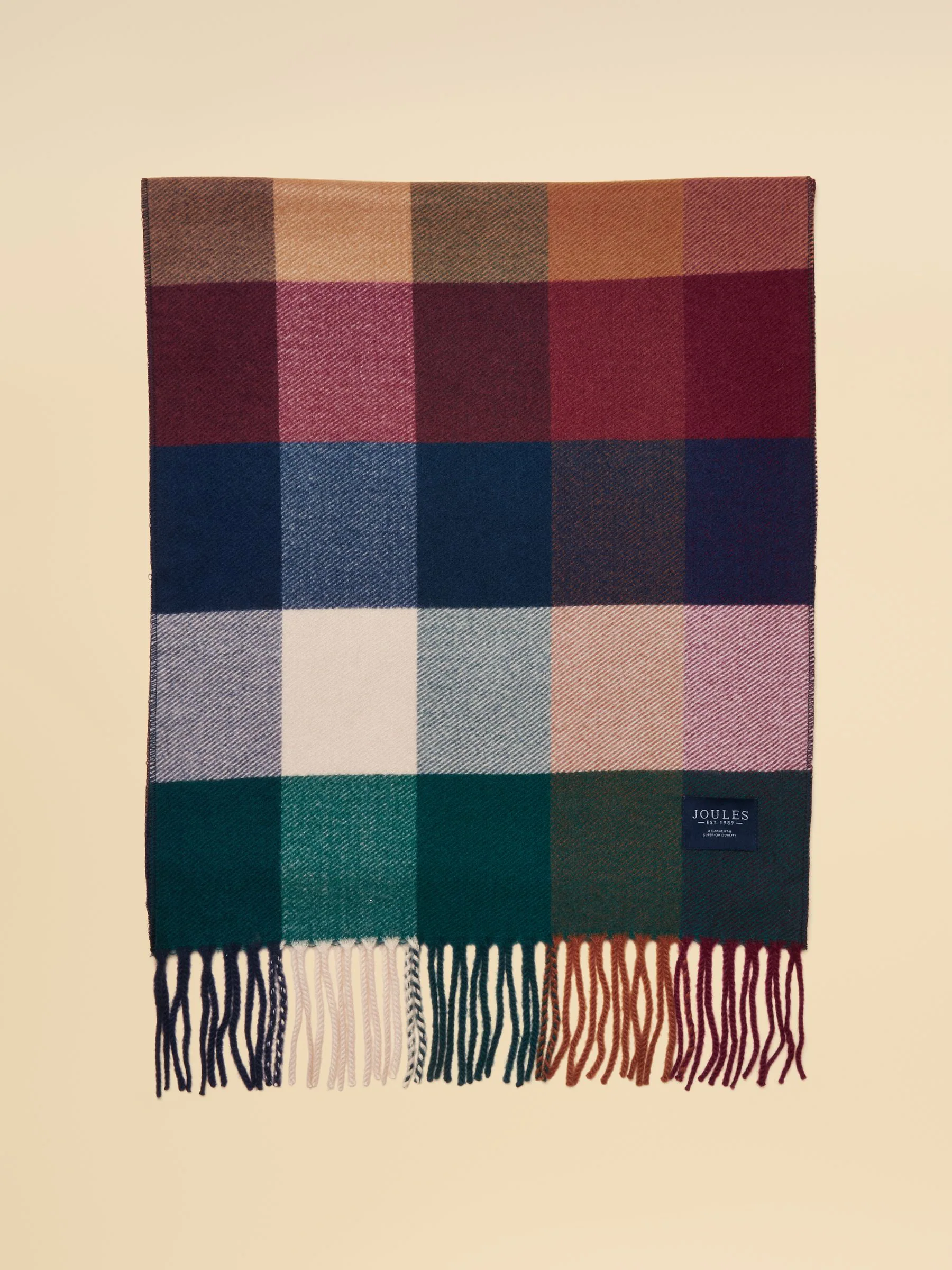 Blauwgroen - Joules Langtree Check Scarf