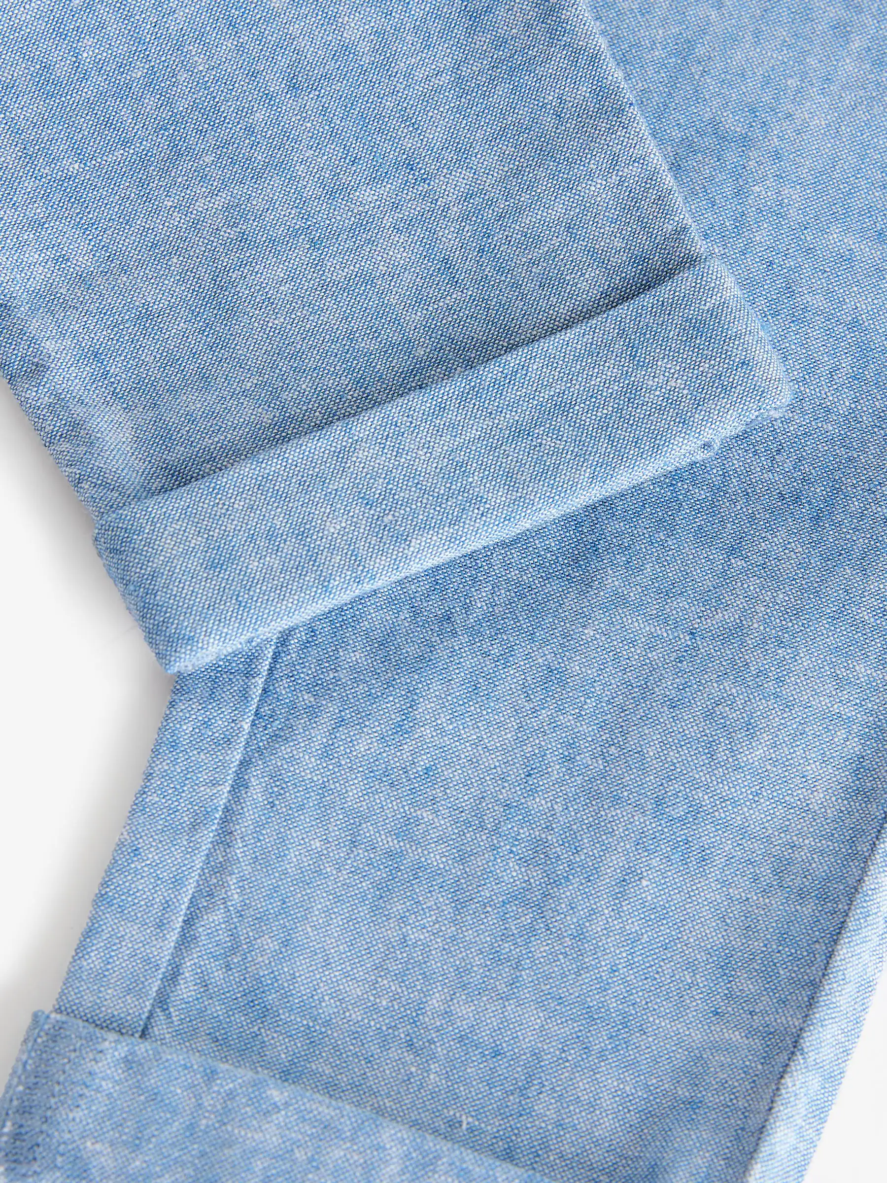 Chambray blauw - Linnen Blend broek met elastische taille (3mnd-7jr)