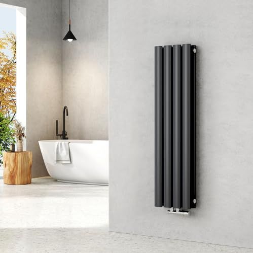 EMKE - Ovale Paneelverwarming - Antraciet - Verticale Radiator - 900 x 240 mm - Dubbellaags - 373 Watt