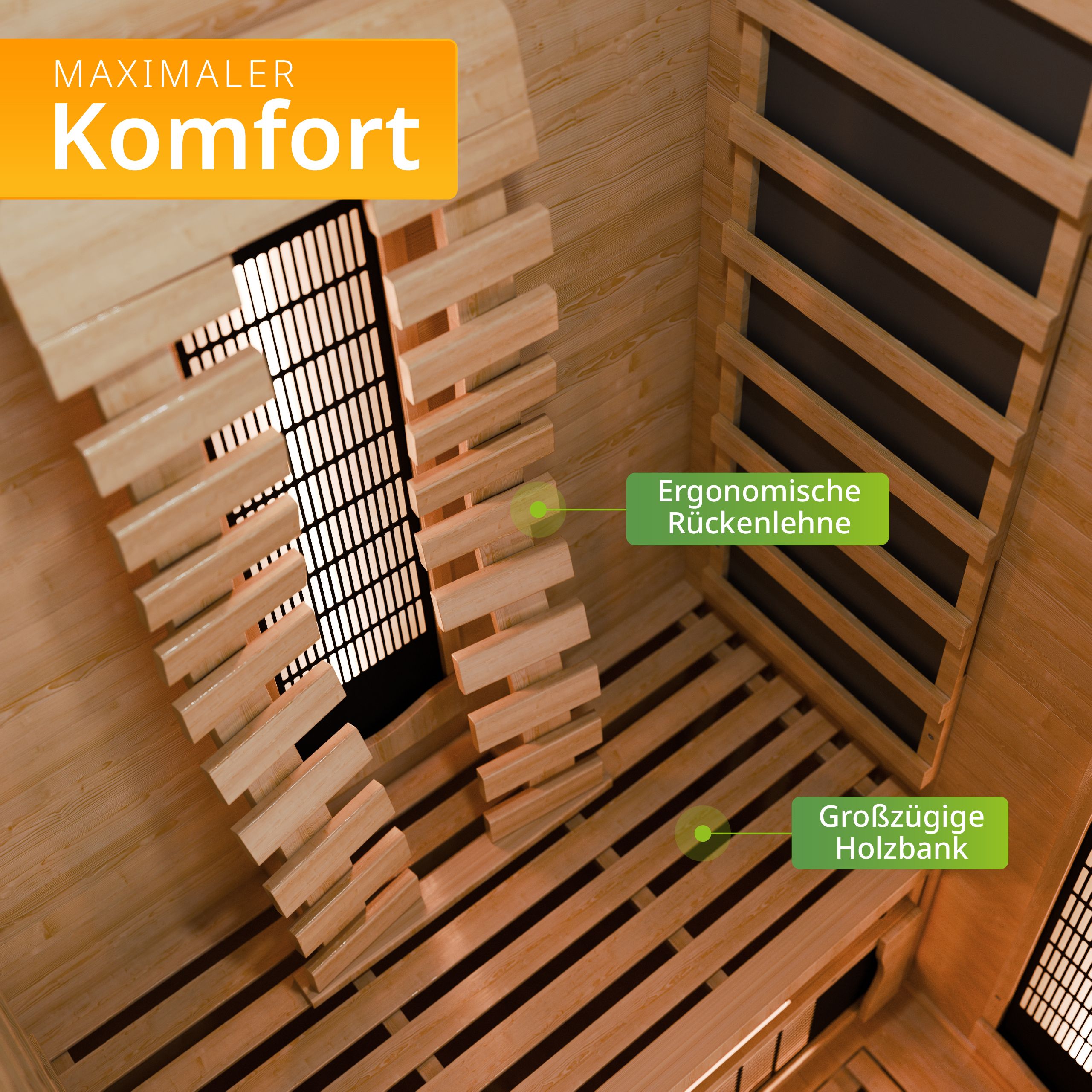 Artsauna Infrarotkabine Kiruna90 Premium Dual Technologie - Vollspektrumstrahler & Flächenstrahler