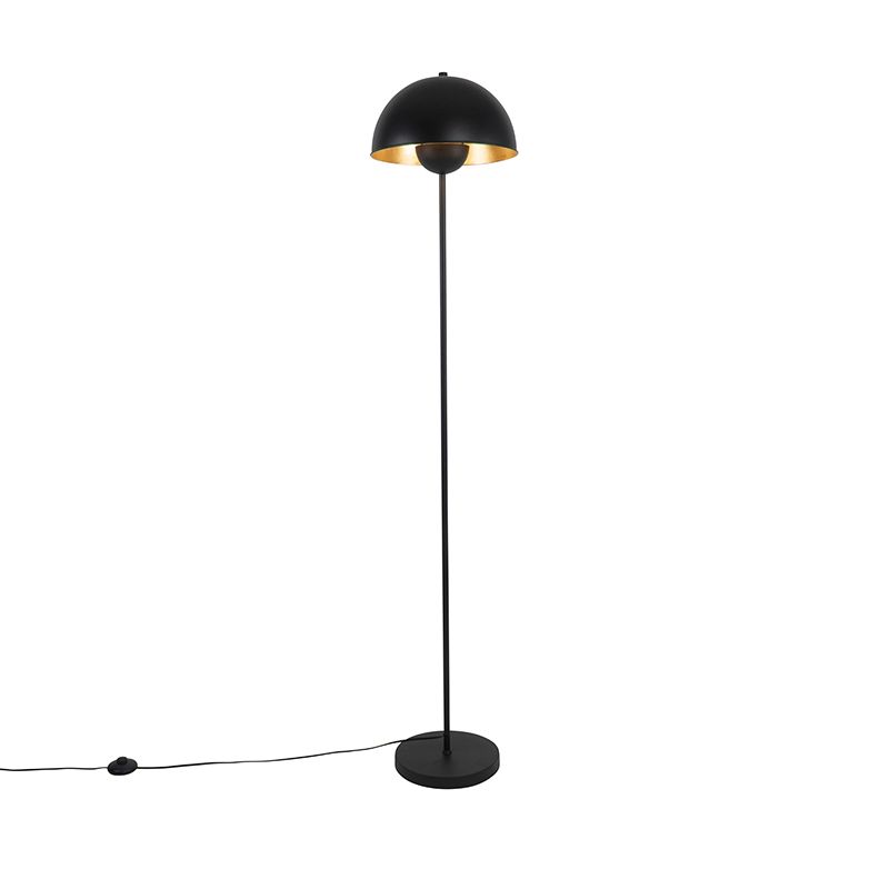 Industriële vloerlamp zwart met goud 160 cm - Magnax