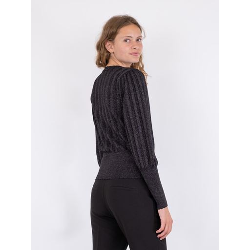 Neo Noir Dary Glitter Strikbluse, Black, 42