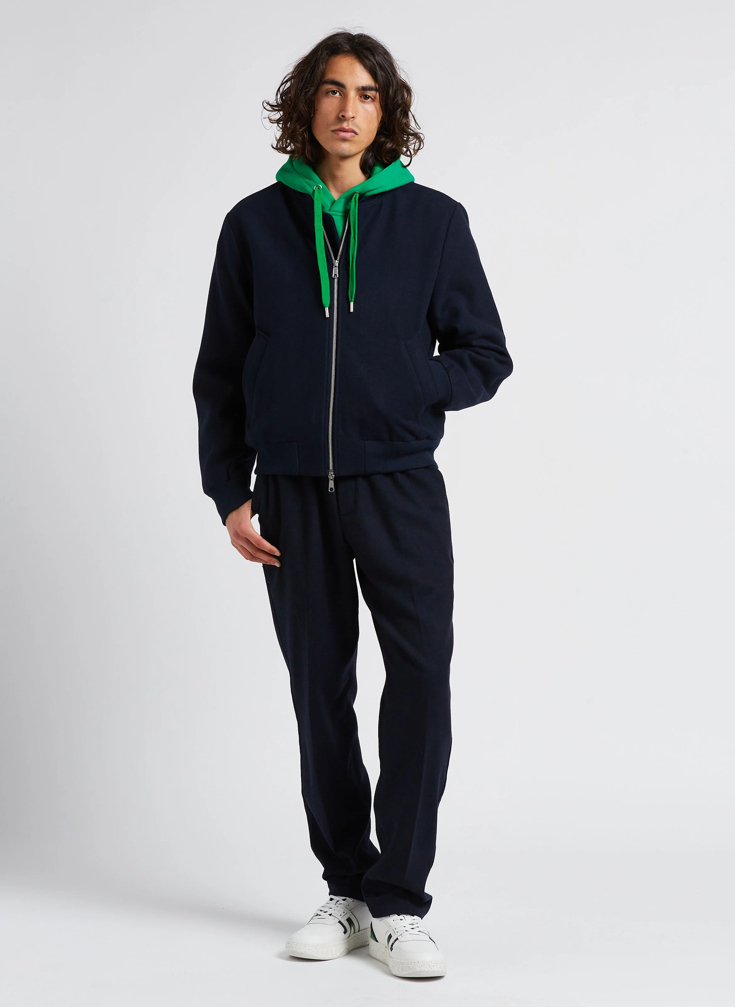 Sweat à capuche loose-fit brodé en coton | Vert
