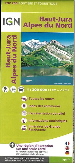 IGN - TOP 202 HAUT JURA A DU NORD ECHELLE 1 200 000