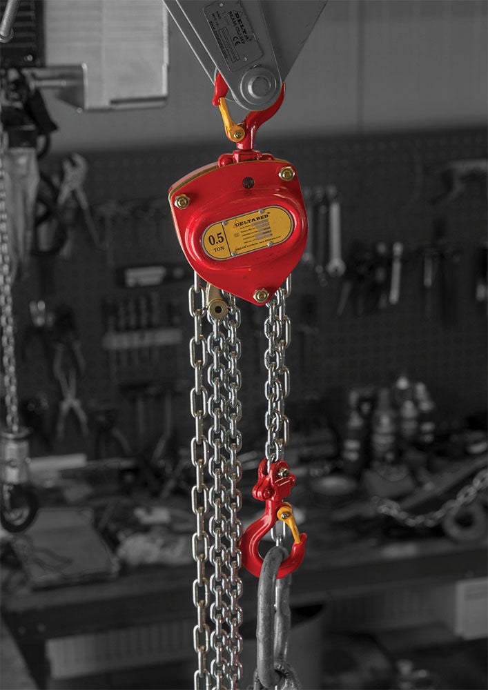 Delta Rot Premium tandwielkettingtakel met overbelastingsbeveiliging, draagvermogen 0,5 t, lengte 10,0 m