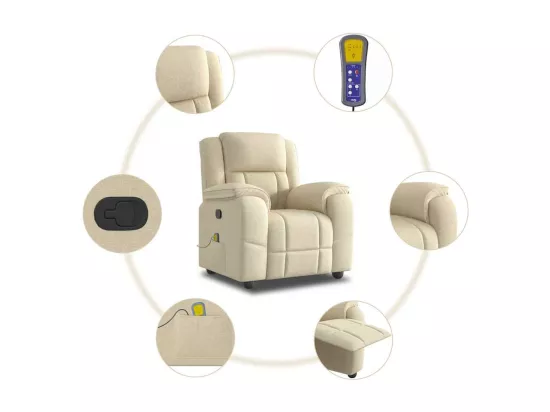 Fauteuil de massage inclinable Crème Tissu