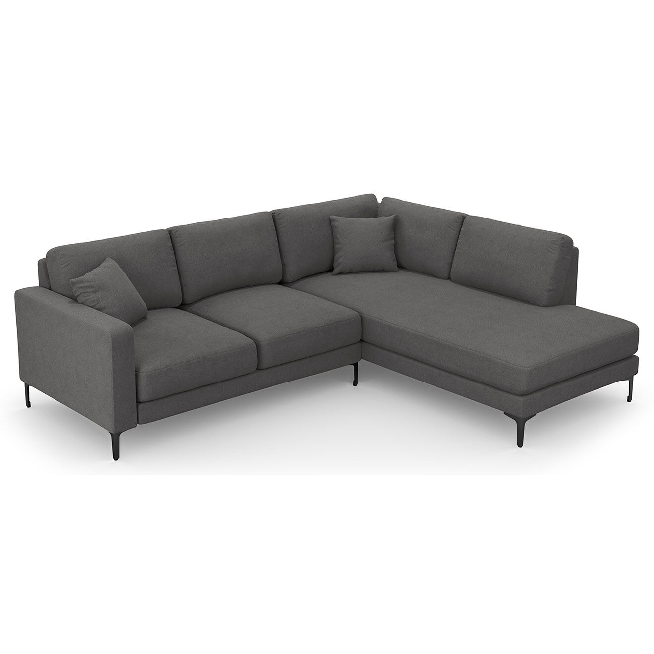 Mazzini Sofas Canapé d'angle Droit Venus 5 Places gris foncé - 254x185x90 cm