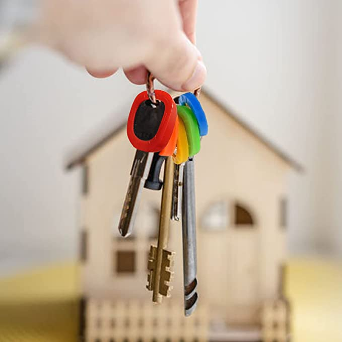 (32er Set) Gummi Schlüssel Kennring Key Organizer Kennzeichnungs Kappe - Bunt