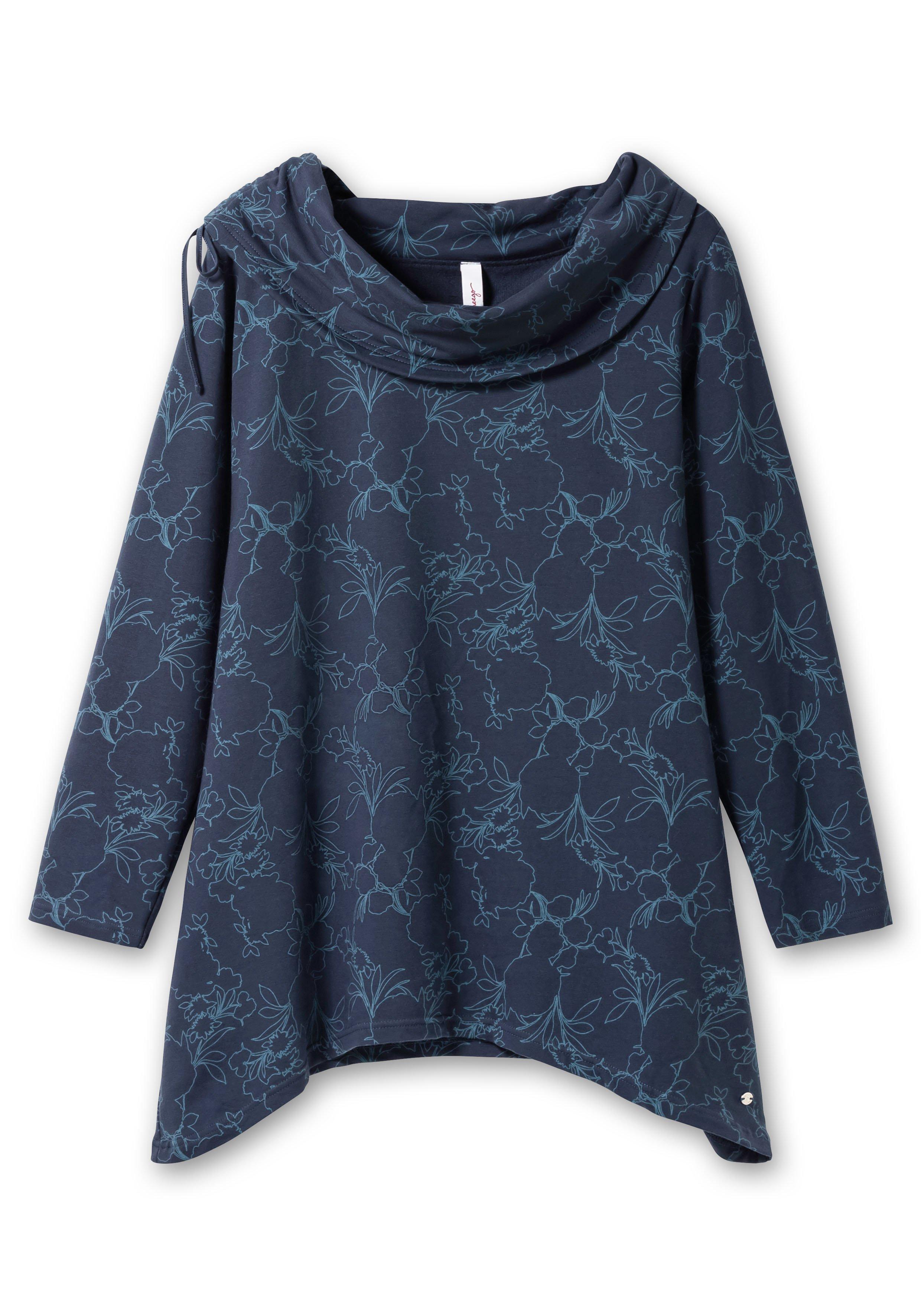 Langes Sweatshirt mit Alloverdruck, in Zipfelform