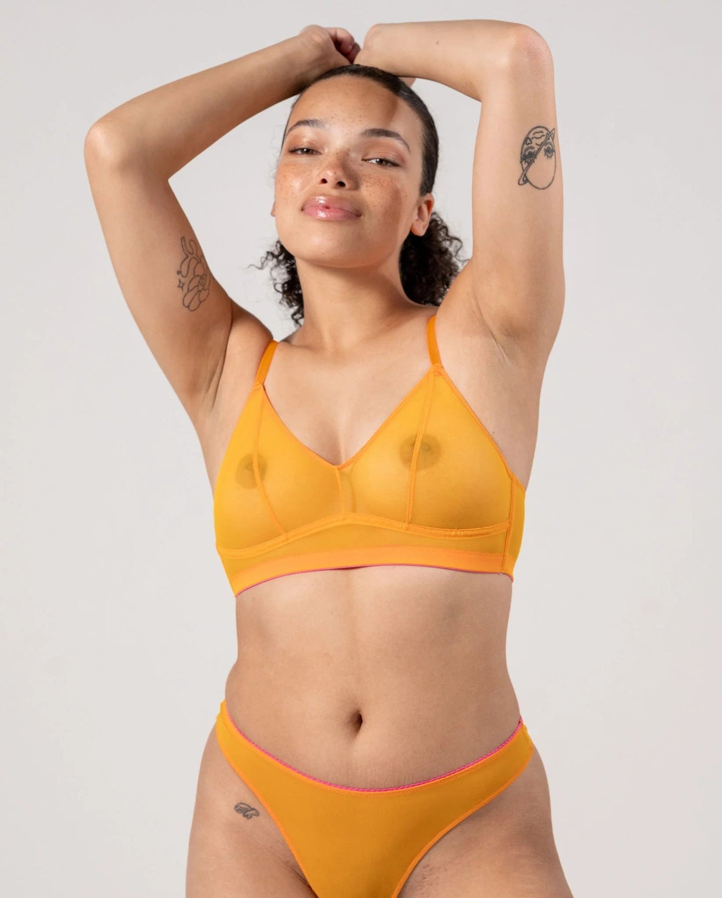 Understatement Underwear Mesh Balconette apricot neon pink