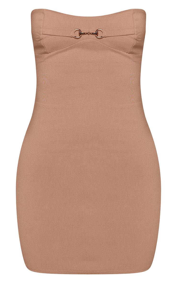 Gris Pierre Robe Mini Bandeau En Bengaline Avec Boucle Frontale Petite
