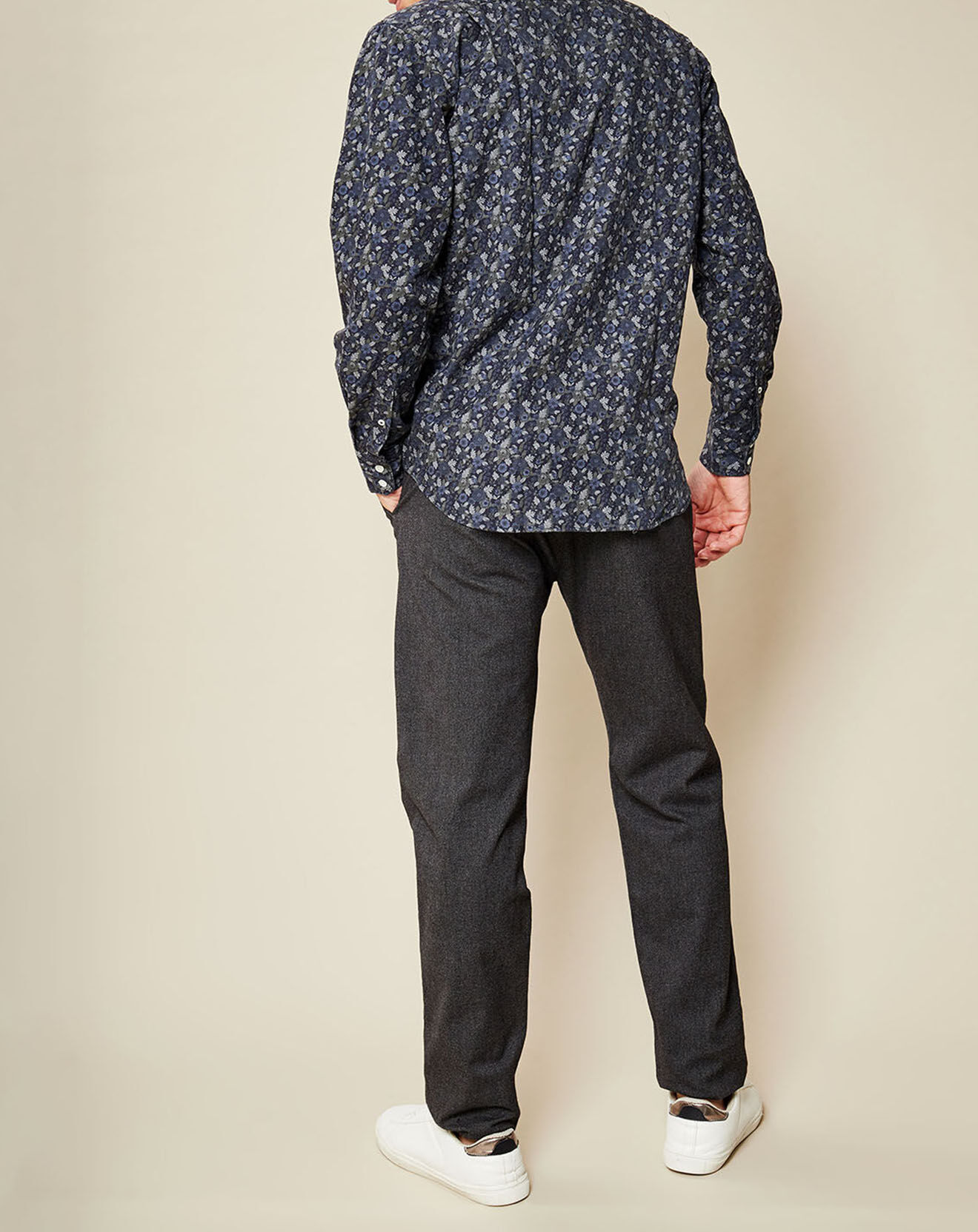Hartford Chemise Slim Shetland Crew blue/vert/marine