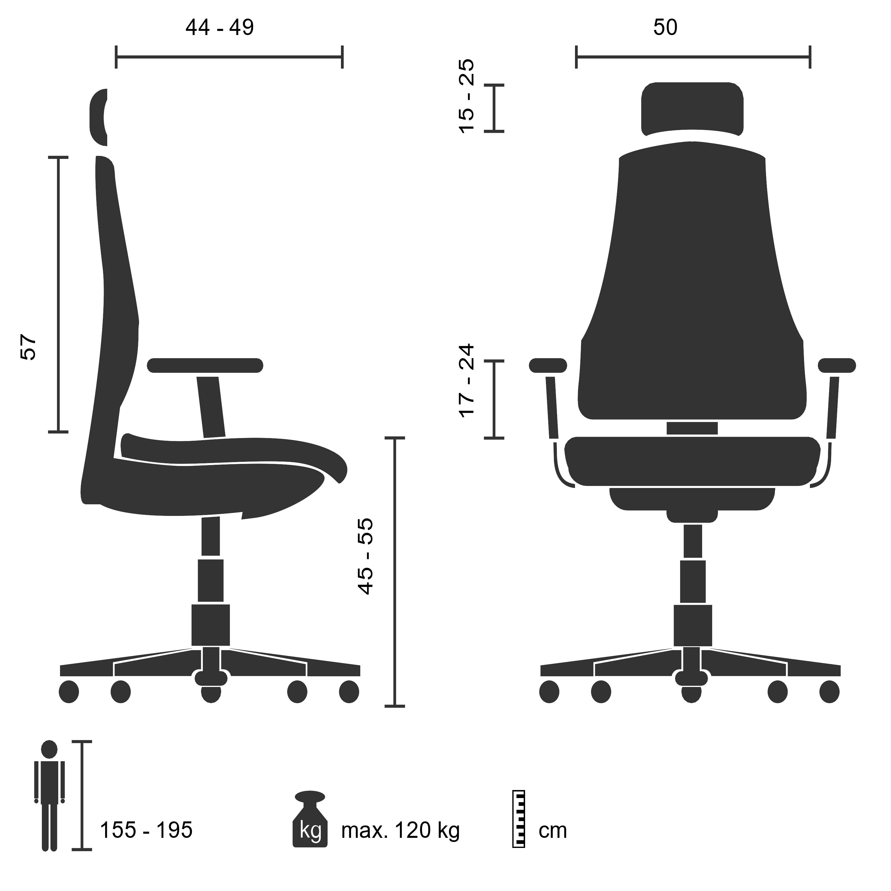 Profi Bürostuhl PROFONDO PRO Stoff/Netzstoff mit Armlehnen (höhenverstellbar) hjh OFFICE