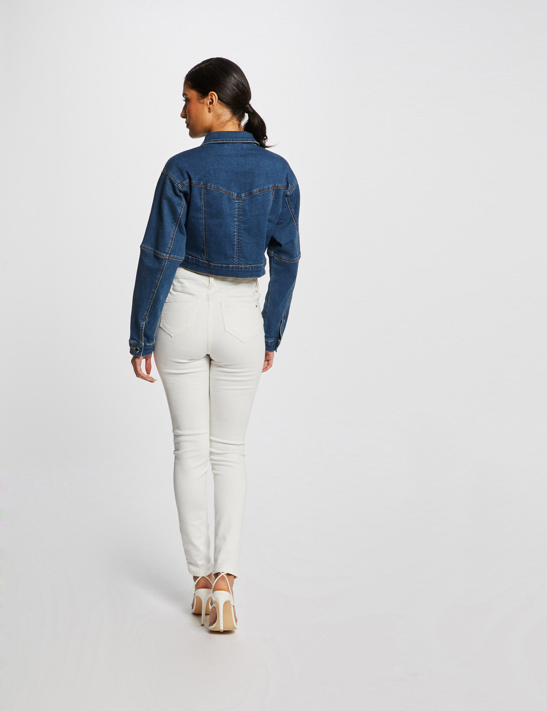 Veste droite boutonnée en jean jean stone femme - jean_stone
