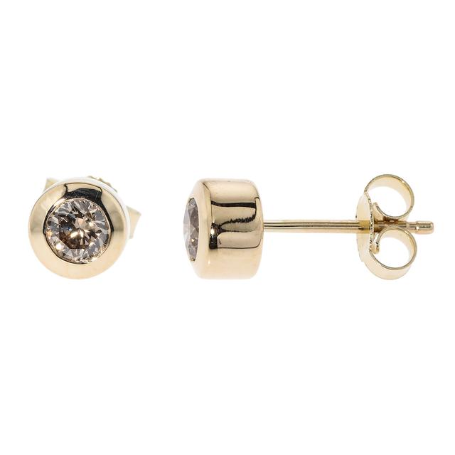 Brillant-Ohrstecker, champagner, Zertifikat, Gold 375