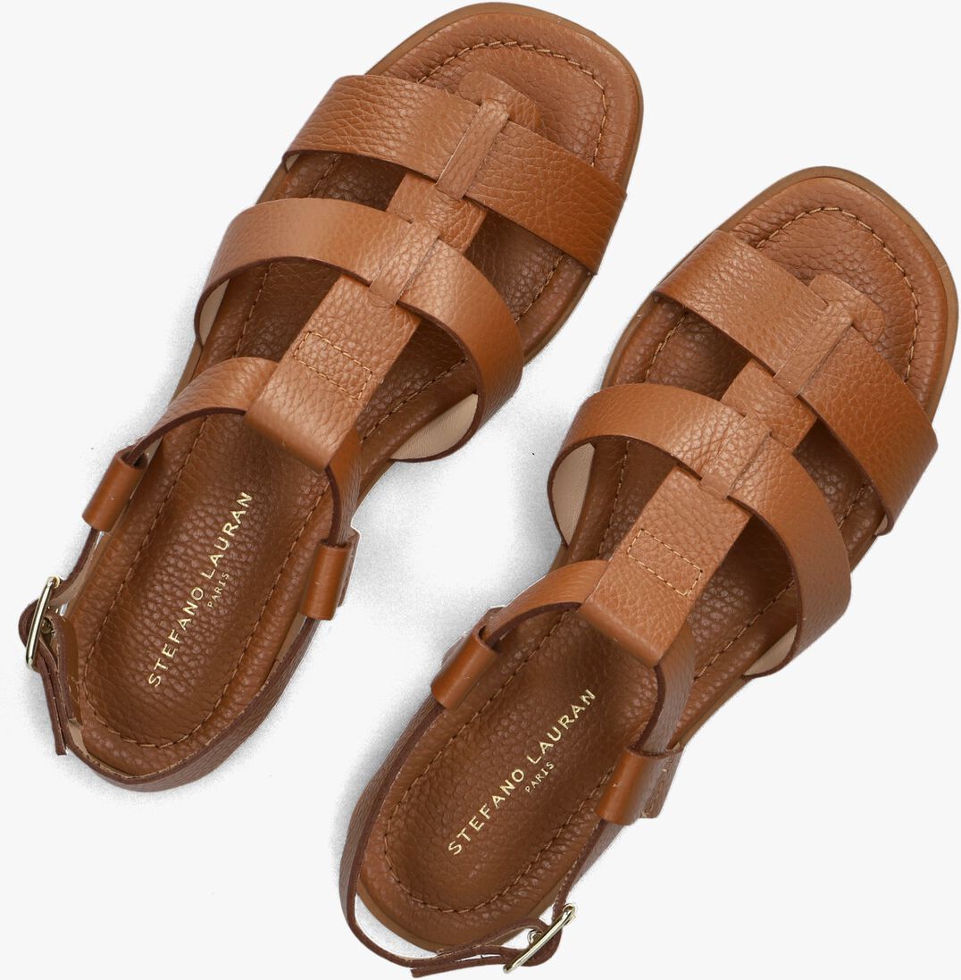cognac stefano lauran platte sandalen 24200