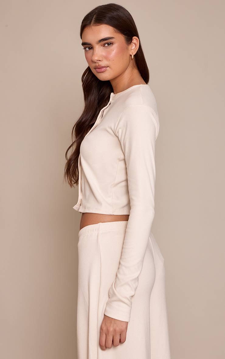 Crème Cardigan Boutonné Doux Au Toucher