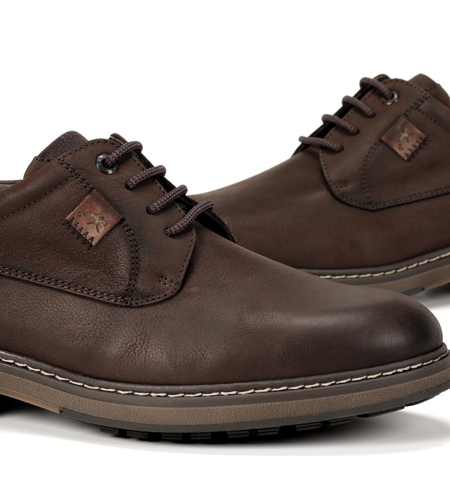 Sapatos de couro Fluchos F1589 marrom escuro