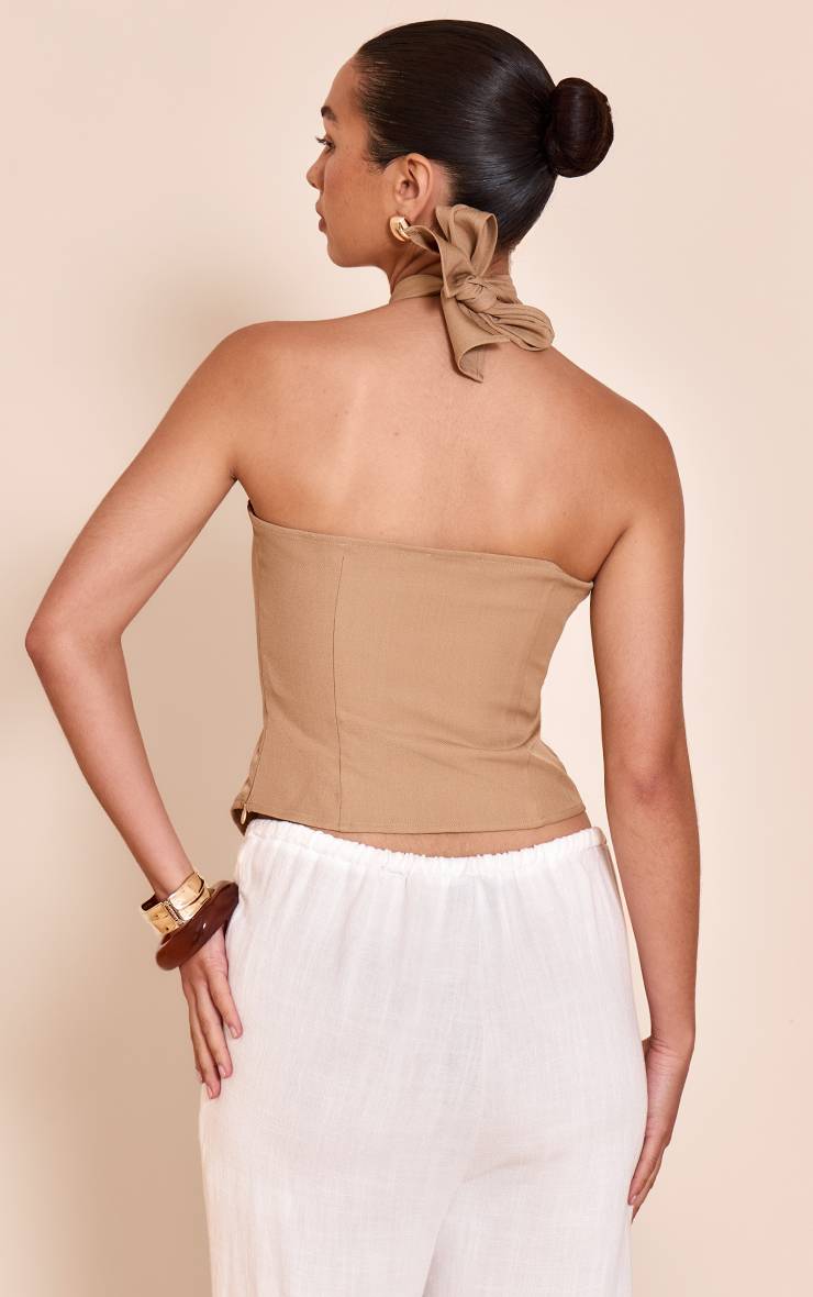 Latte Haut Dos Nu Tissé Avec Détails De Perles