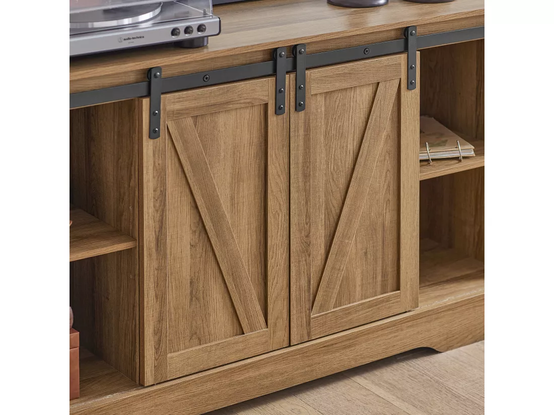 Commode Meuble Bas Buffet Avec Porte De Grange Coulissante Armoire À Chaussures , Fsb60-br