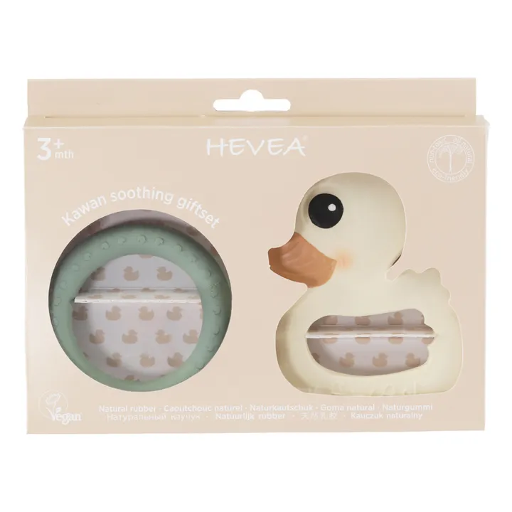 Hevea Coffret apaisant - Set de 2 jouets de dentition | Vert amande