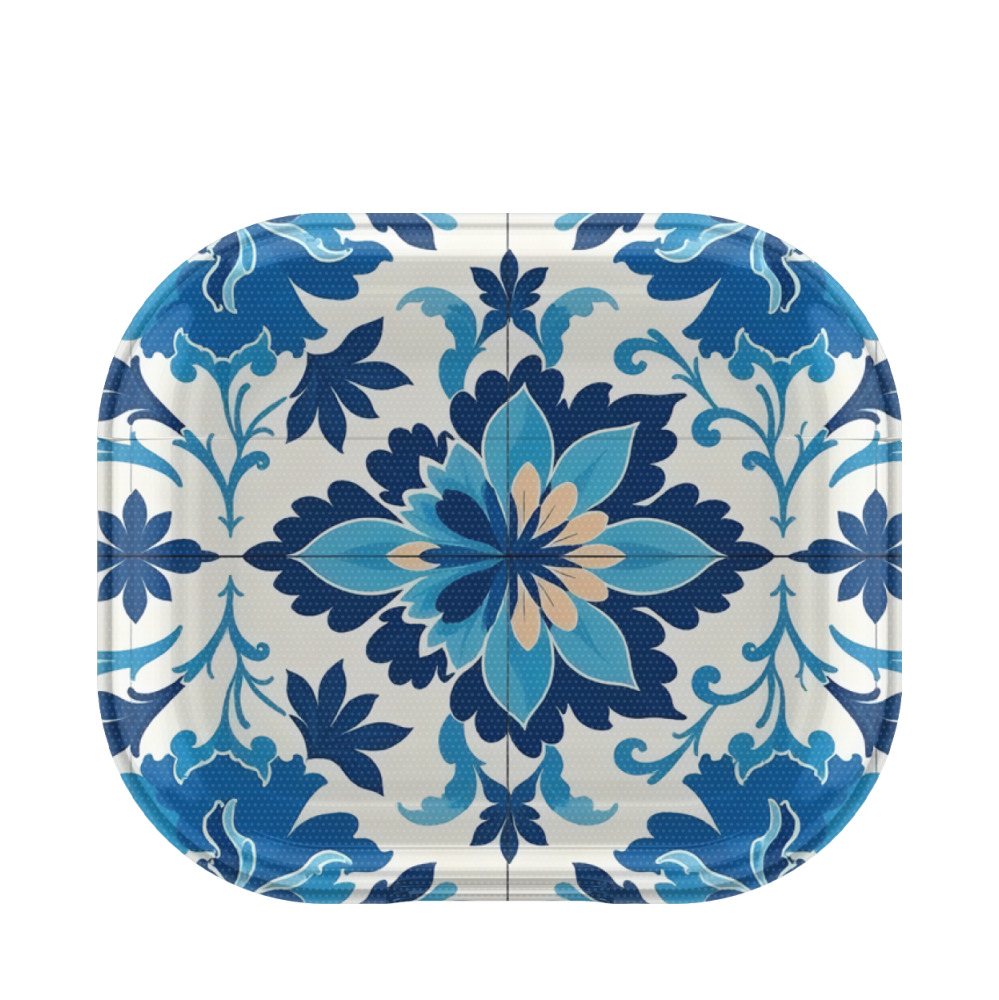 Apple AirPods 4 Gummi Hülle Majolika-Blumenpracht - Blau