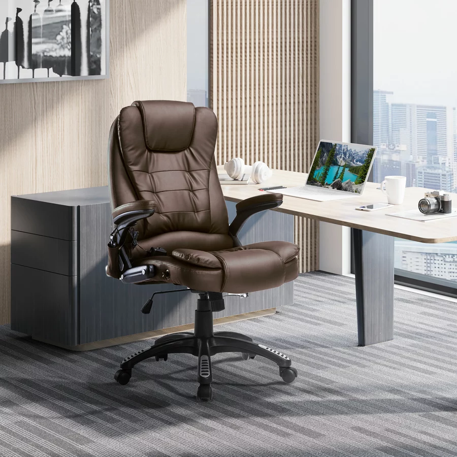 HOMCOM Bürosessel  Chefsessel mit Massagefunktion braun